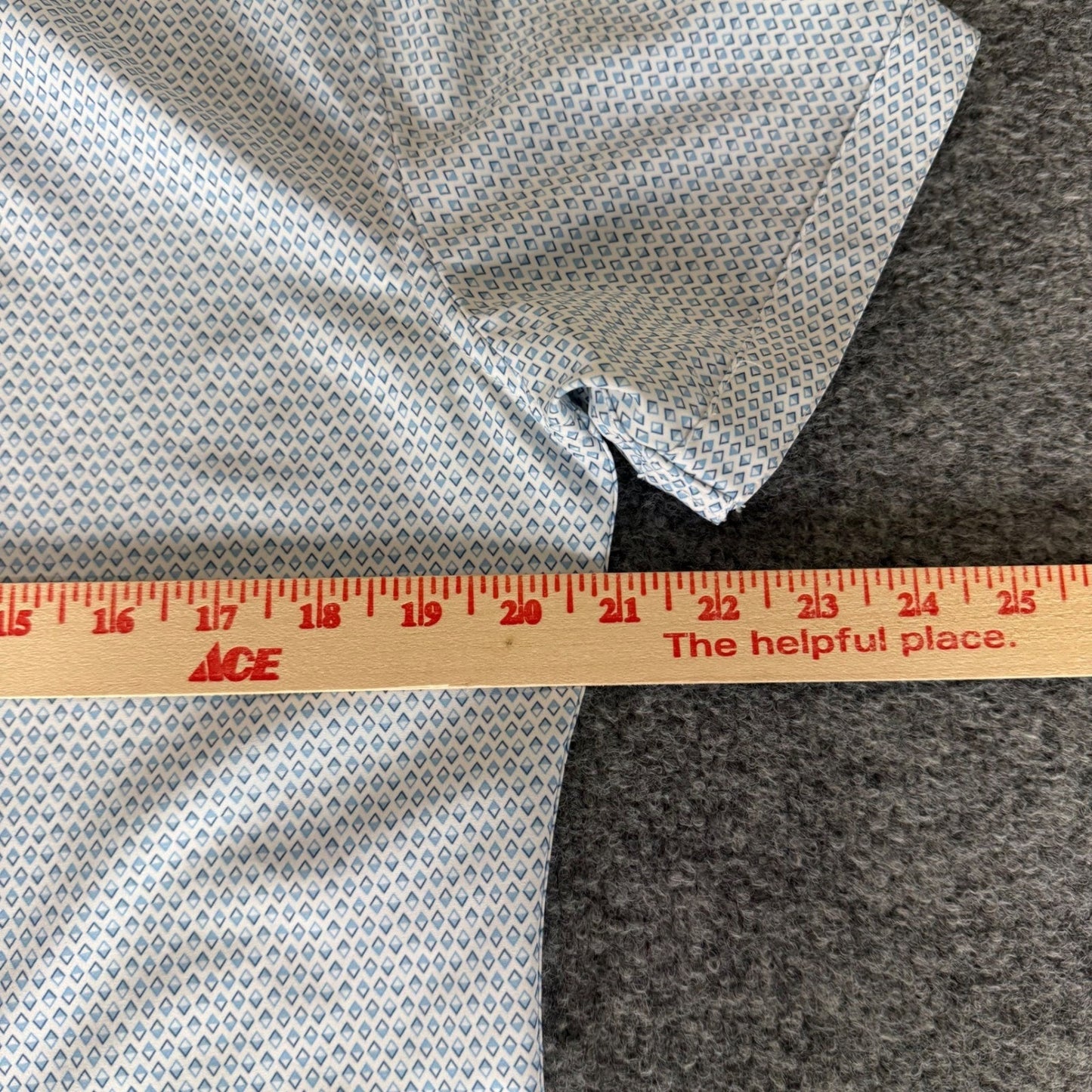 7 Diamonds 4 Way Stretch Mens Small Blue Geometric Short Sleeve Button Up Casual