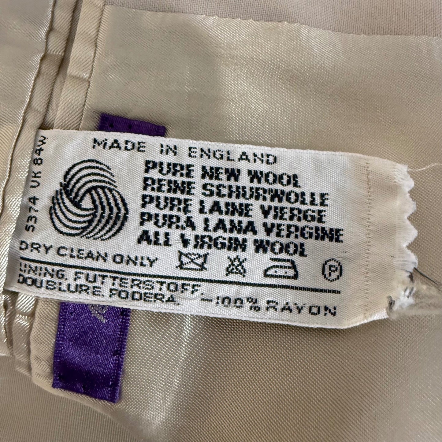 Ralph Lauren Purple Label Douglas Suit Jacket Mens 44L Beige 100% Wool Blazer