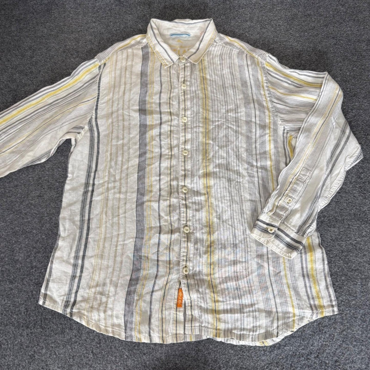 Tommy Bahama Relax Linen Shirt Mens XL Striped Button Up Casual Summer Comfort