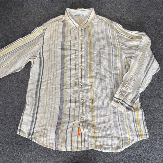 Tommy Bahama Relax Linen Shirt Mens XL Striped Button Up Casual Summer Comfort