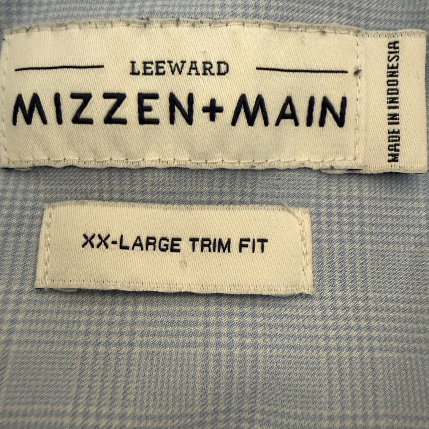 Mizzen+Main Dress Shirt Mens XXL Trim Fit Blue Glen Plaid Performance Casual