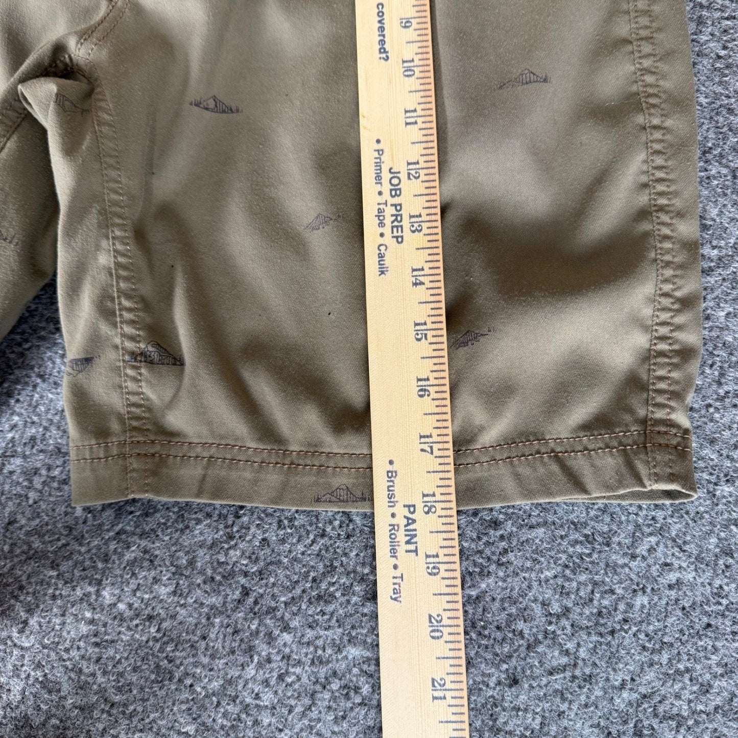 prAna Brion Shorts Mens 32 Olive Green Geometric Hiking Outdoor Casual Stretch