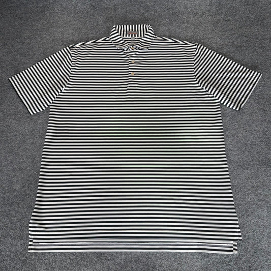 Peter Millar Summer Comfort Polo Shirt Men Large Black White Striped Golf Casual
