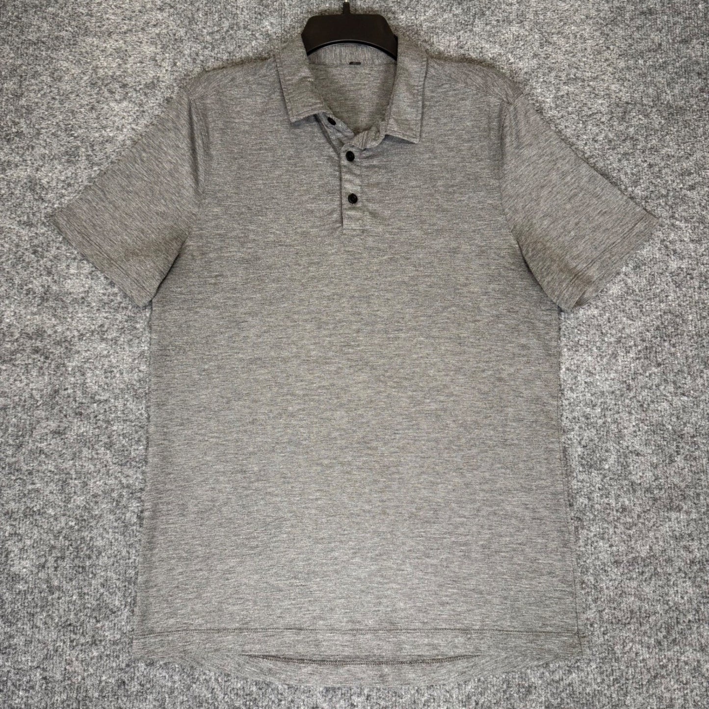 Lululemon Polo Shirt Men's Gray Medium Athletic Training Short Sleeve Stretch