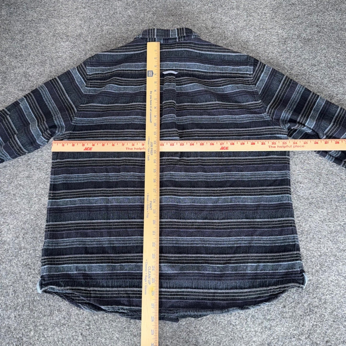 Carbon 2 Cobalt Mens Large Striped Cotton Button Up Shirt Black Grey Blue L