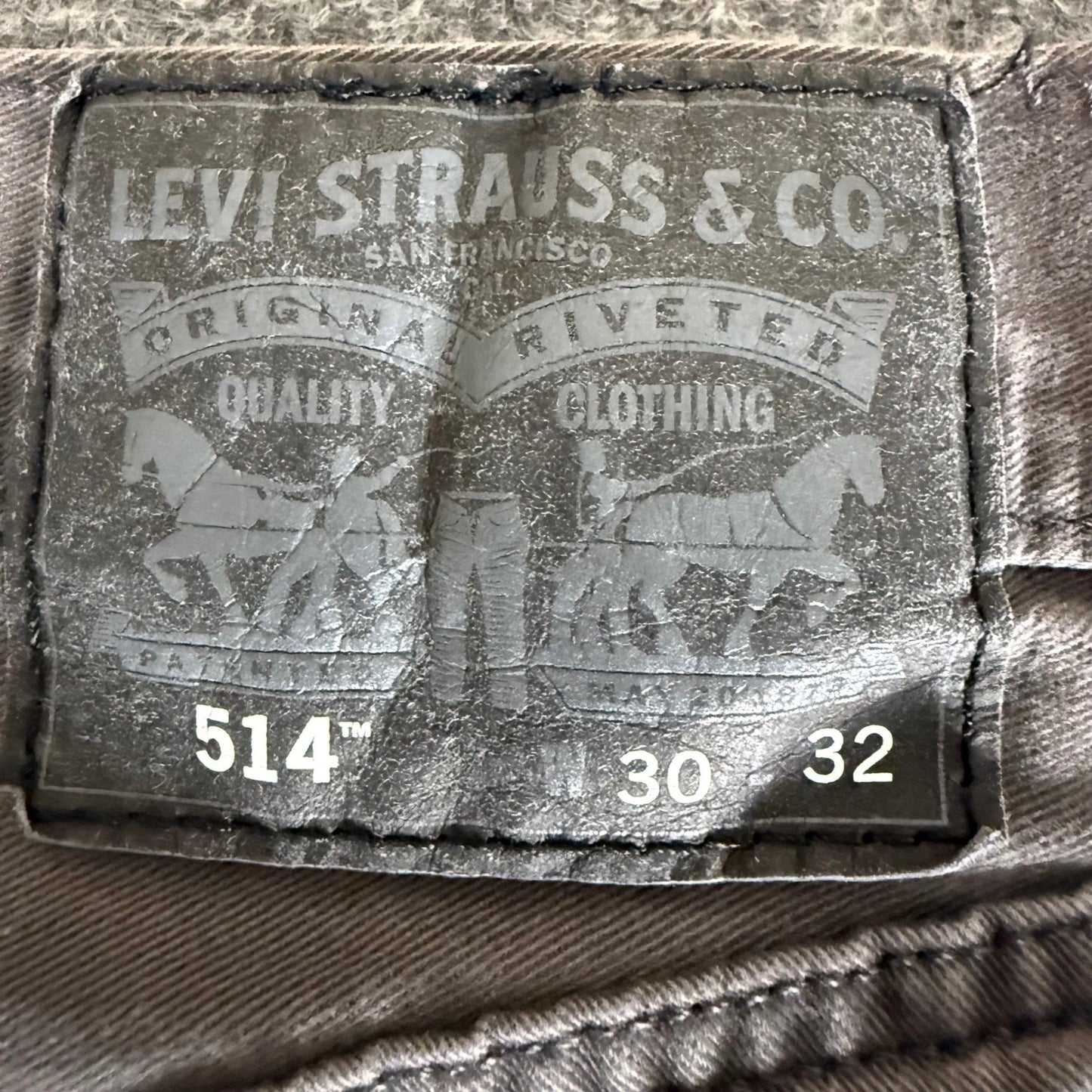Levis 514 Straight Fit Pants Mens 30x32 (Fits 30x30) Charcoal Grey Cotton Denim