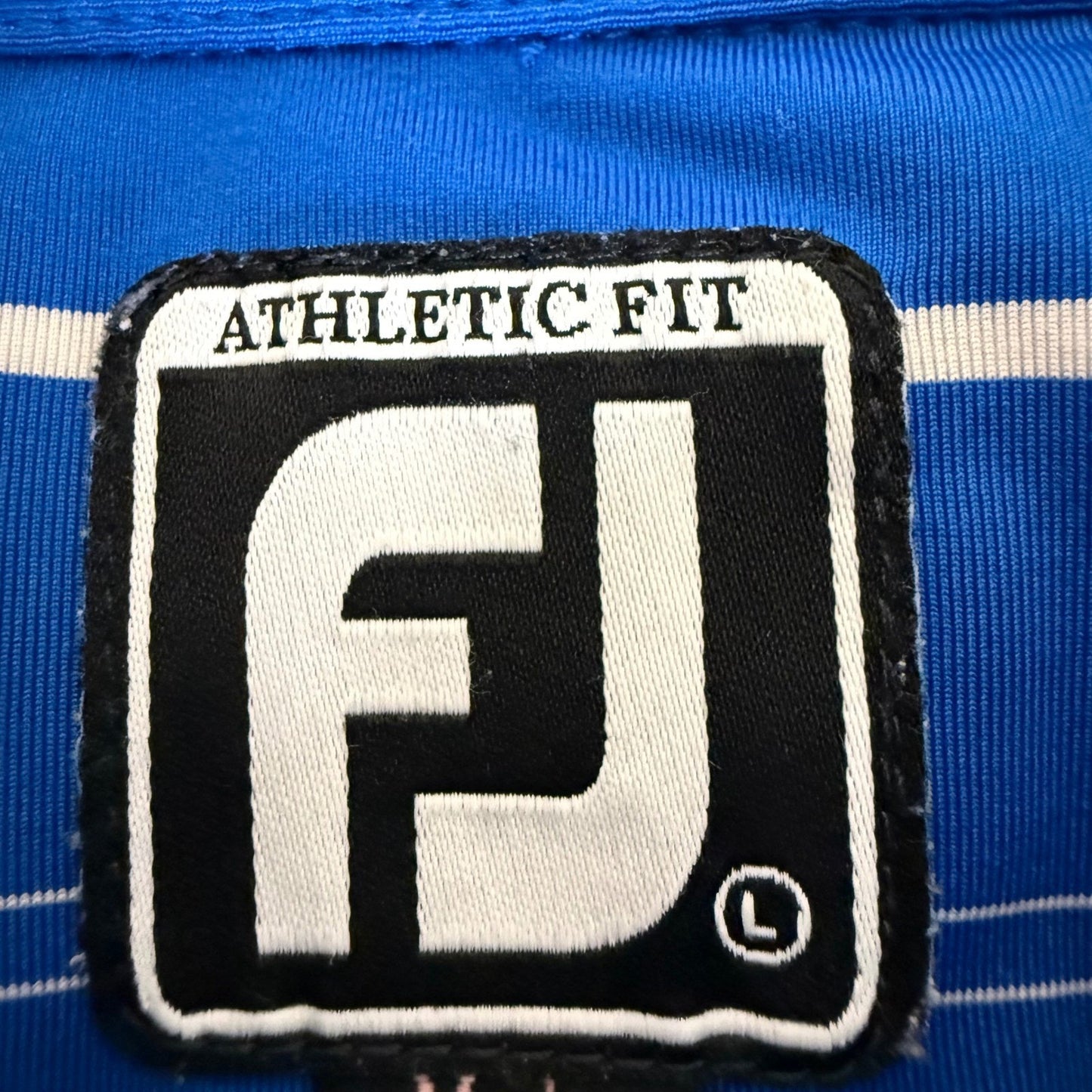 FootJoy Golf Polo Shirt Men Blue Striped Athletic Fit Performance Stretch Casual