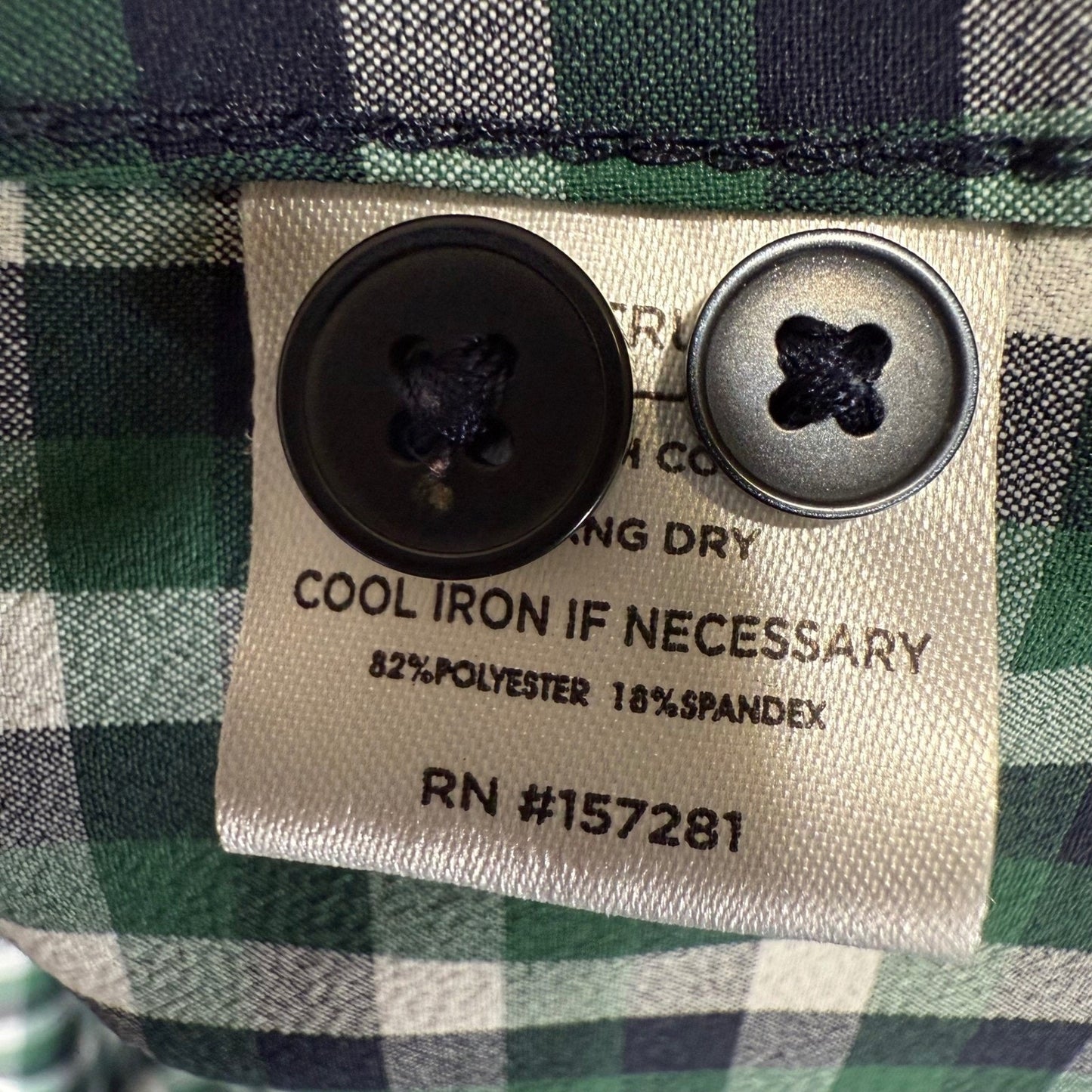 Mizzen+Main Shirt Mens Medium Green Blue Plaid Stretch Slim Fit Button Up Casual