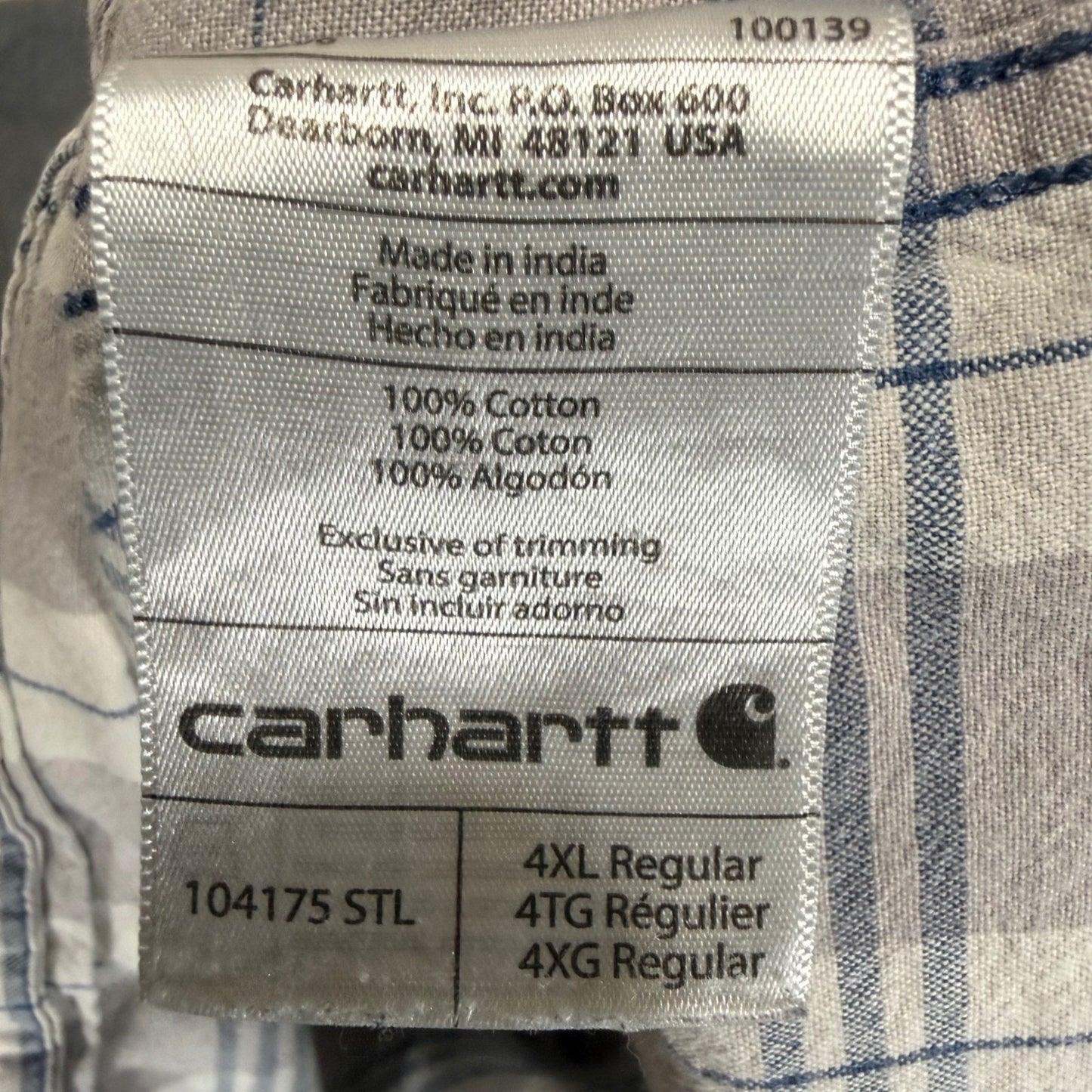 Carhartt Shirt Mens 4XL Plaid Short Sleeve Button Up Work Durable Tough Utility