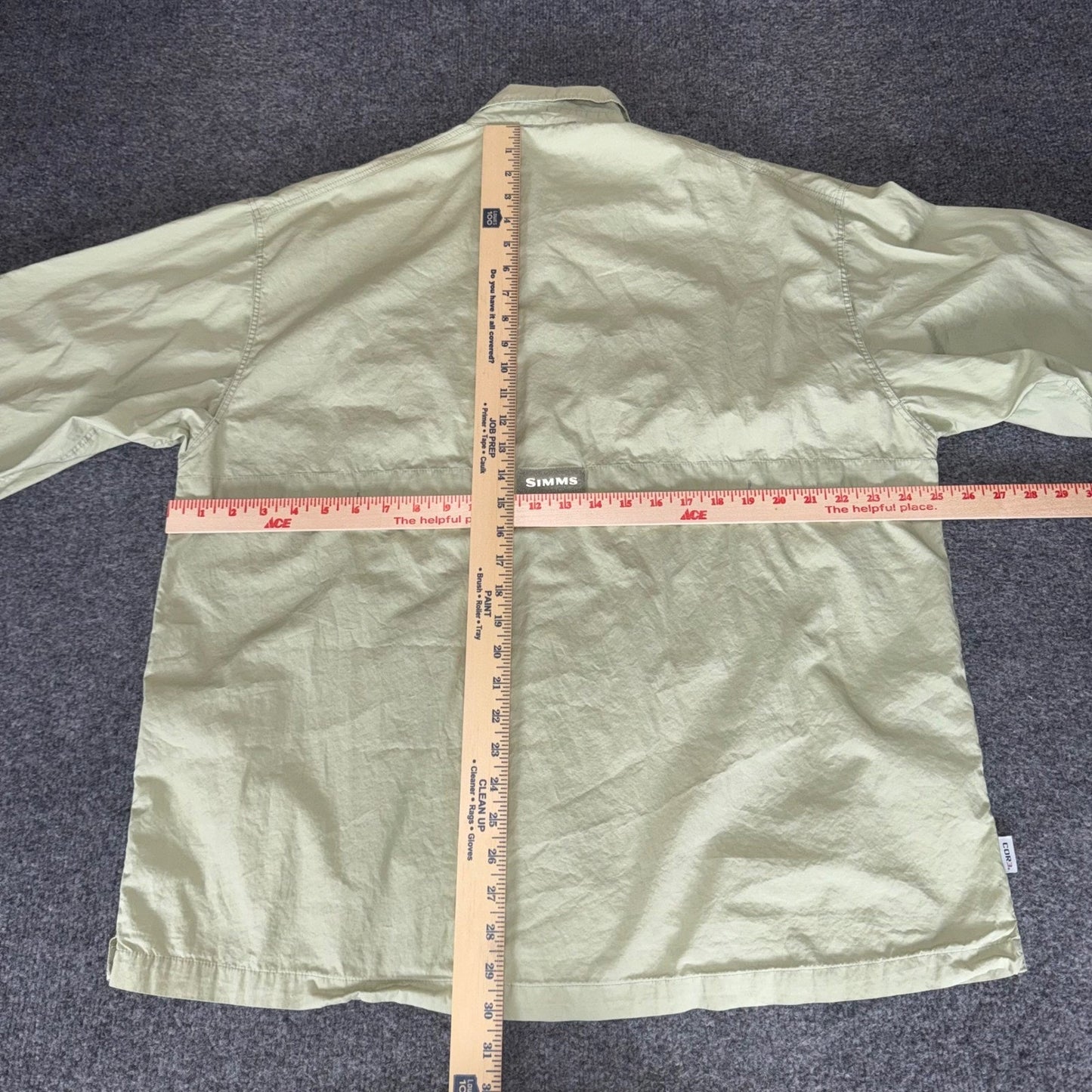 Simms Fishing Shirt Mens XL Green Long Sleeve Button Up Lightweight COR3 Outdoor