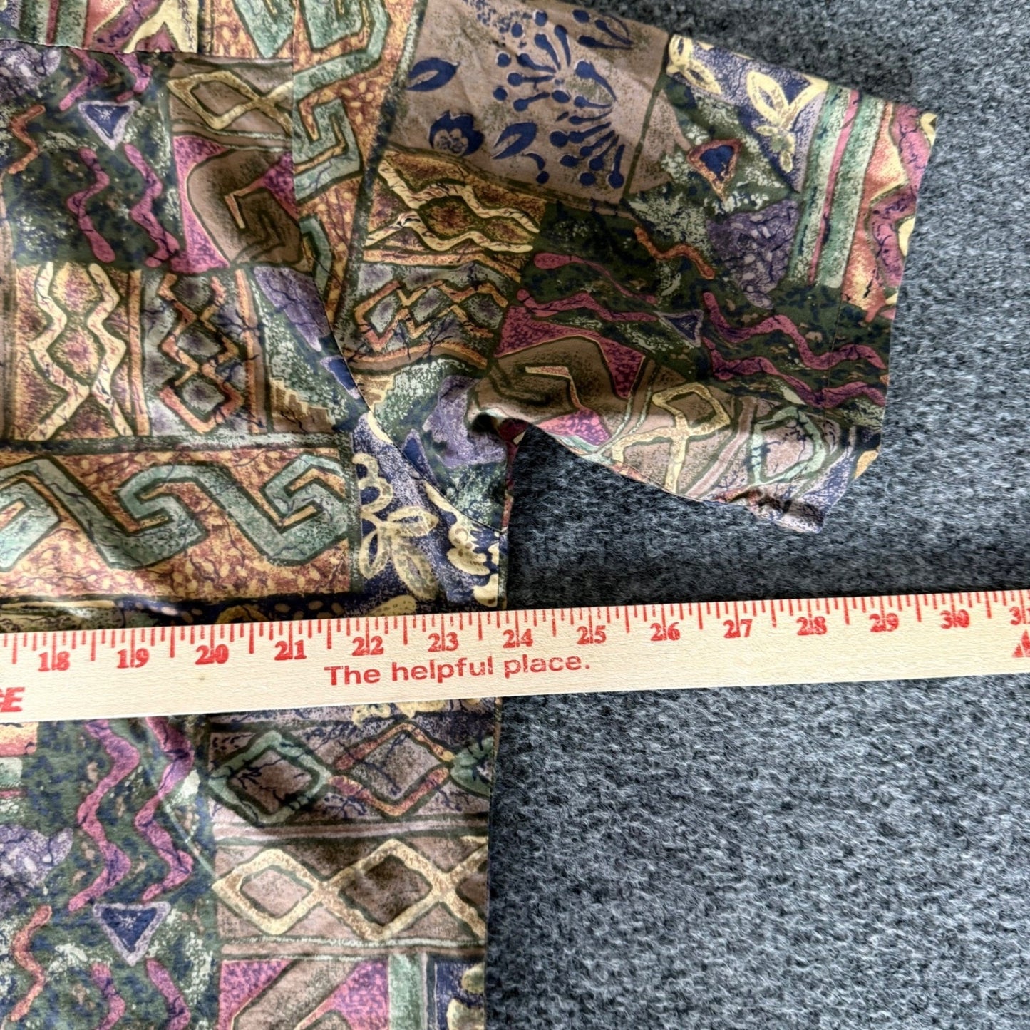 Tori Richard Mens Large Boho Patchwork Tapestry Short Sleeve Button Up Shirt VTG