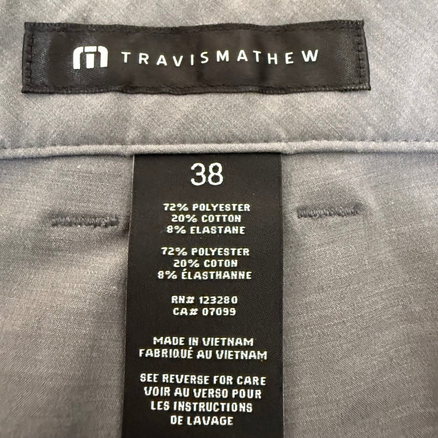 Travis Mathew Men Golf Pant 38 (39x31.5) Gray Performance Chino Stretch Athletic