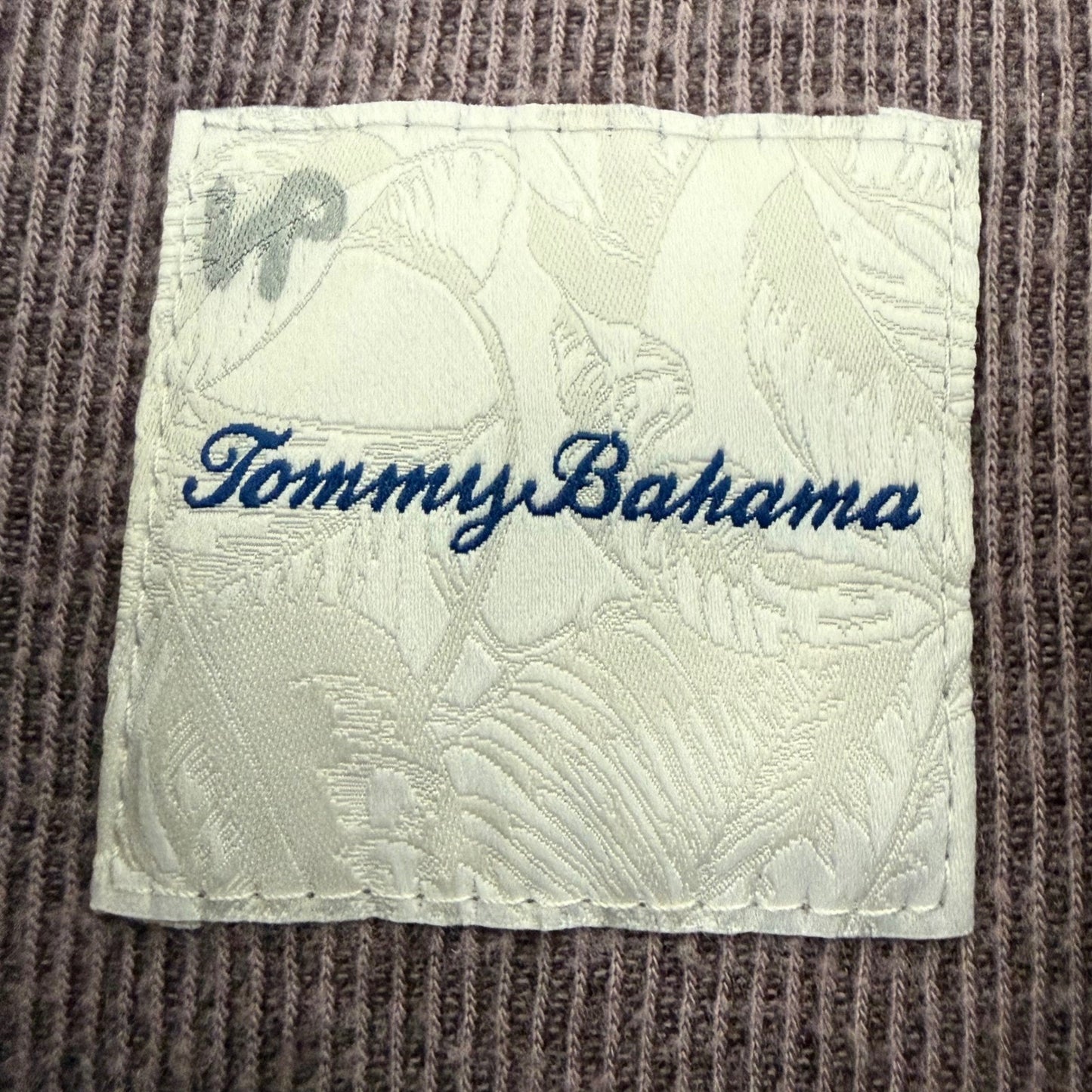 Tommy Bahama Mens XL 1/4 Snap Button Pullover Sweater Heather Mauve Ribbed Knit