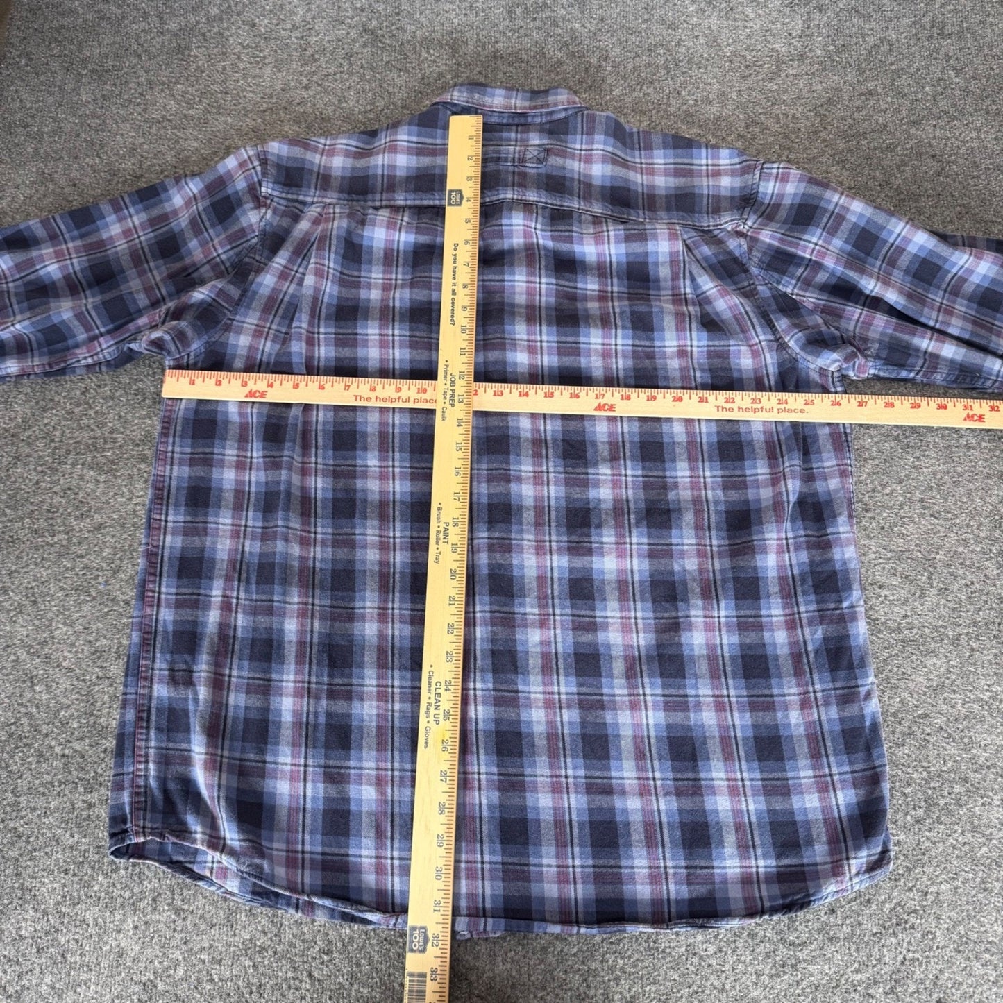Duluth Trading Co Mens XLT Blue Plaid Flannel Shirt Long Sleeve Button Up Cotton