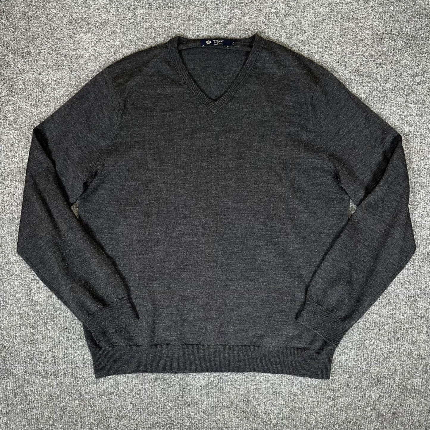 J.Crew Merino Wool Sweater V-Neck Pullover Soft Knit Gray XL