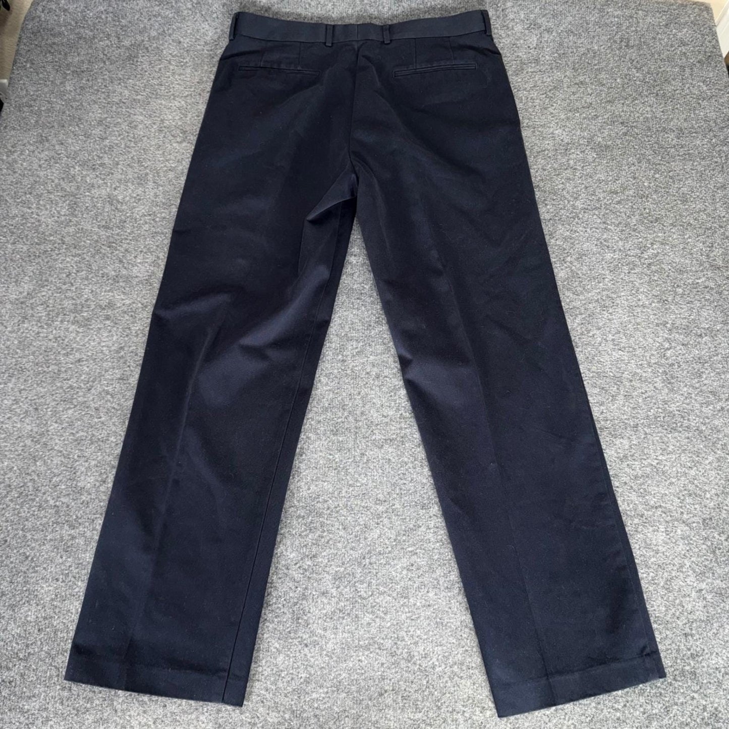 Charles Tyrwhitt Mens Navy Blue Cotton Dress Pants Trousers 36x32 Flat Front