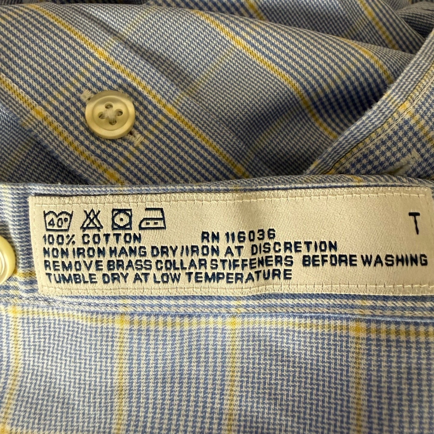 Charles Tyrwhitt Mens Blue Yellow Check Non Iron Slim Fit Dress Shirt 16.5 36