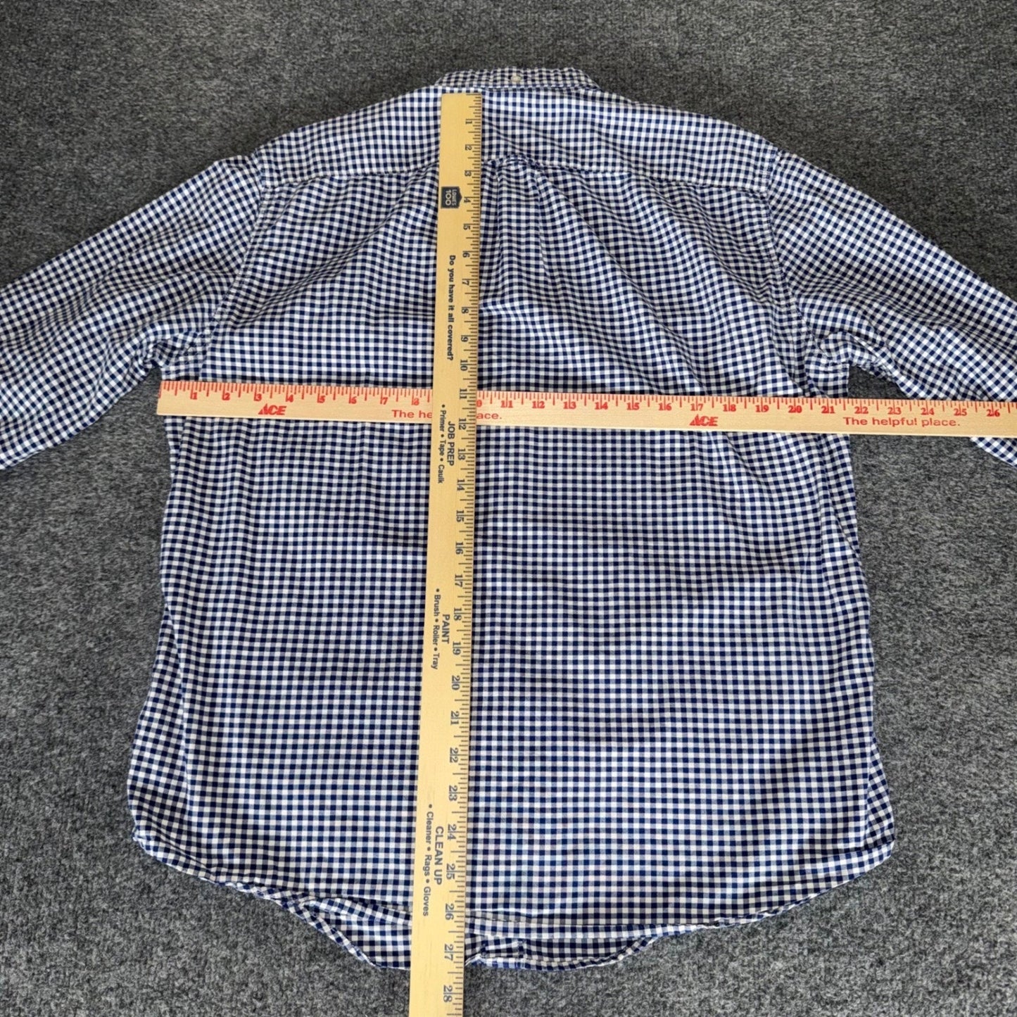J.Crew Mens Large Lightweight Cotton Gingham Button Down Shirt Blue Long Sleeve