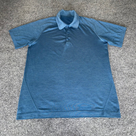 Lululemon Polo Shirt Mens Medium Blue Short Sleeve Athletic Performance Stretch