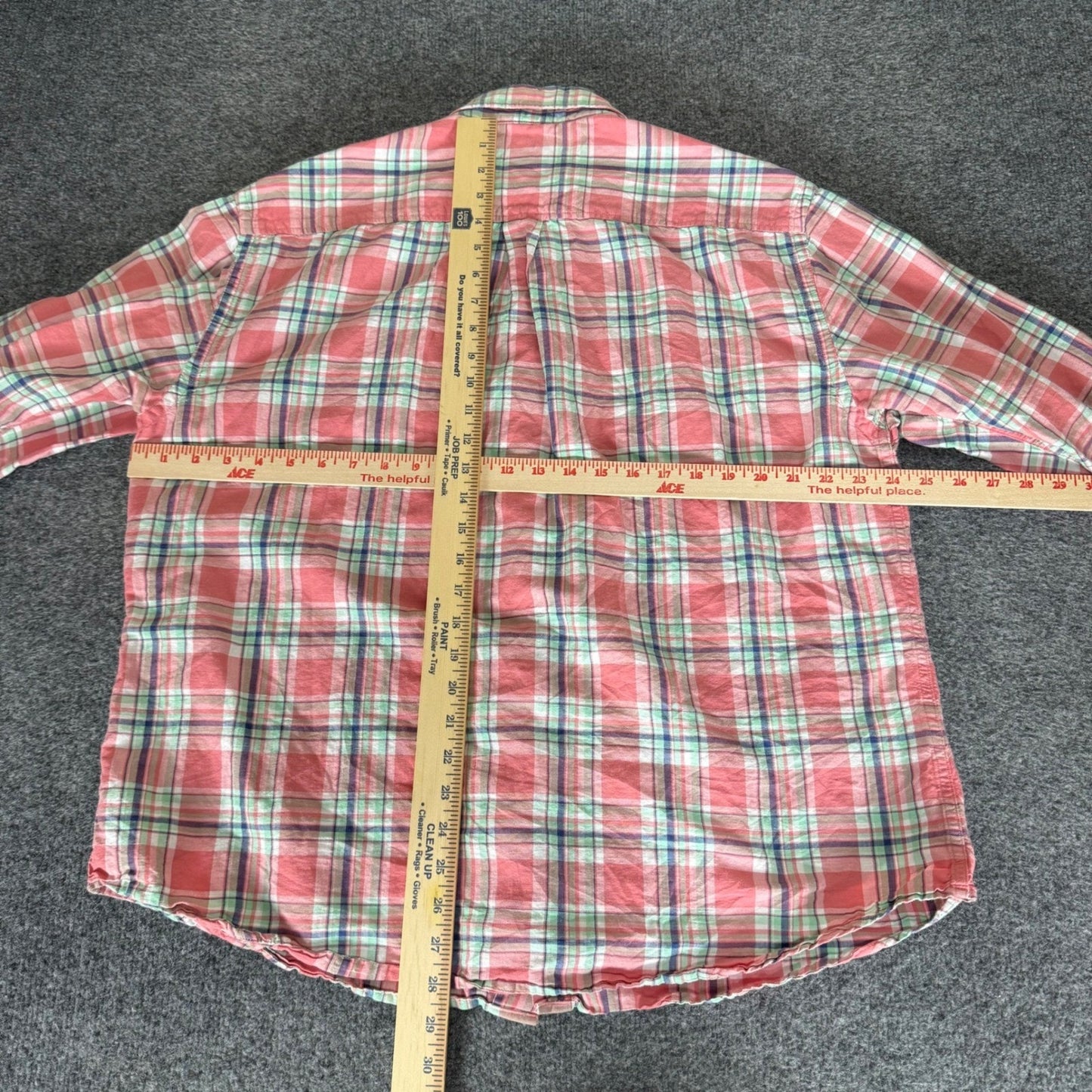 Tommy Bahama Mens XL Linen Cotton Plaid Button Up Shirt Coral Blue Long Sleeve