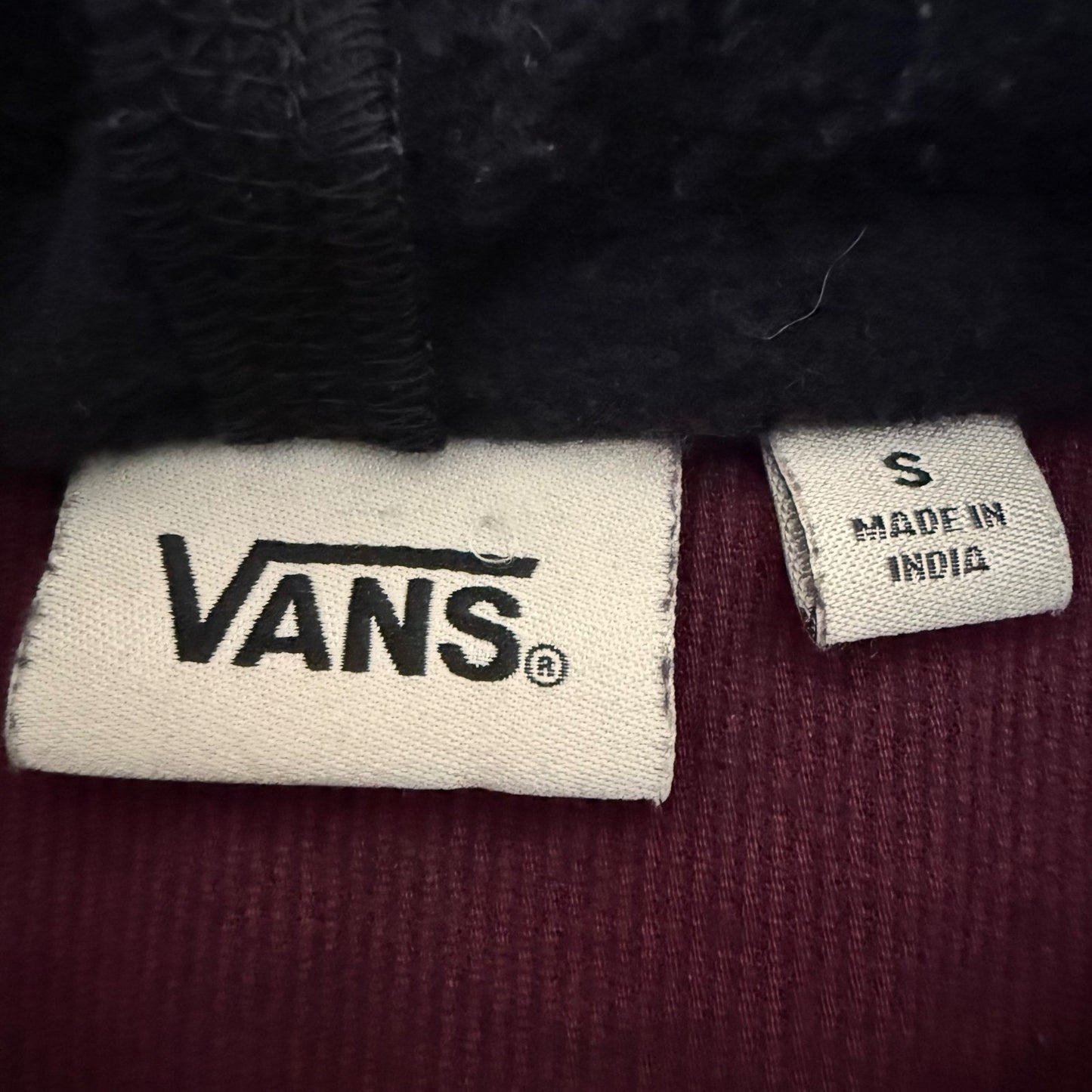 Vans Flannel Hoodie Shirt Mens Small Burgundy Corduroy Long Sleeve Button Up