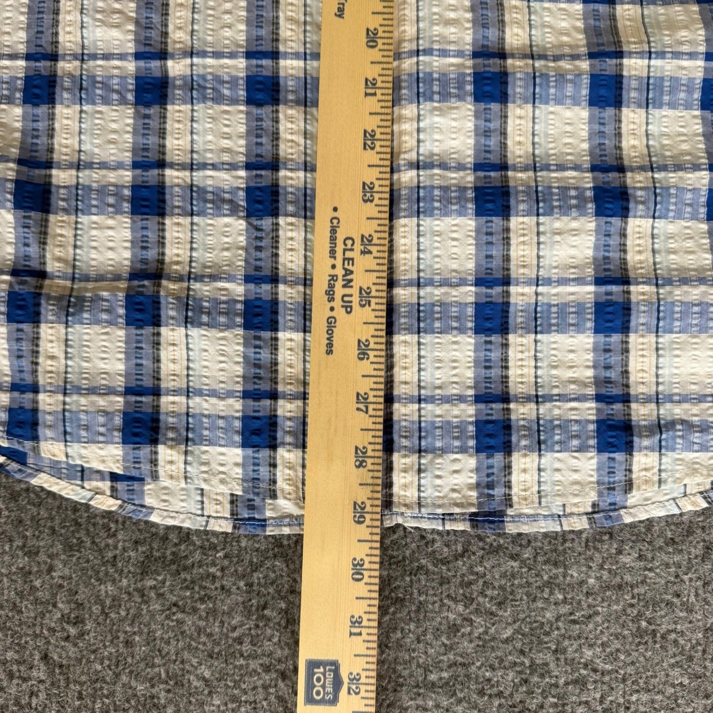 Eddie Bauer Mens Classic Fit Blue White Plaid Short Sleeve Button Up Shirt Large