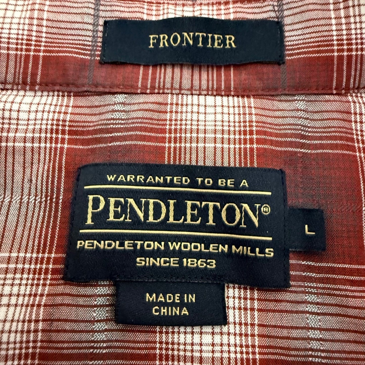 Pendleton Frontier Pearl Snap Shirt Long Sleeve Mens Large Red Plaid Western