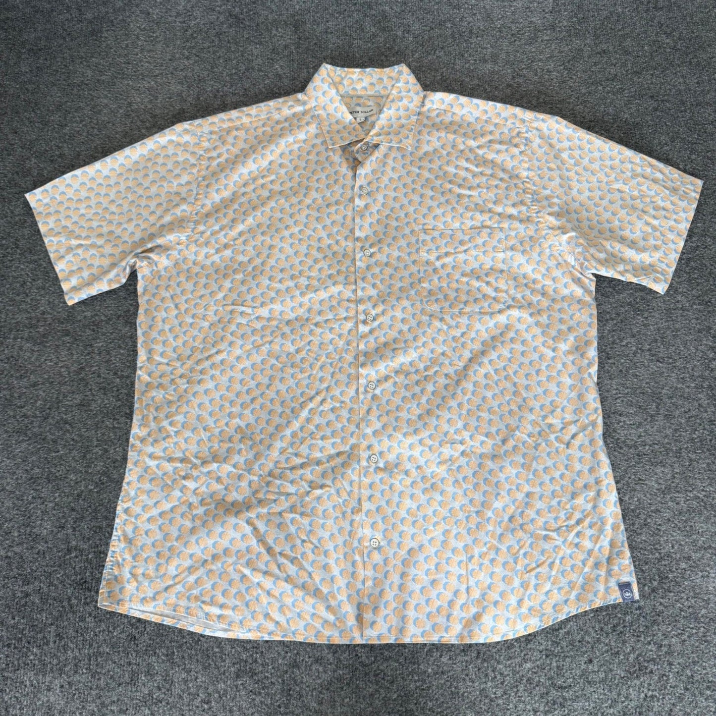 Peter Millar Mens Large Umbrella Short Sleeve Button Up Shirt Golf Casual Summer