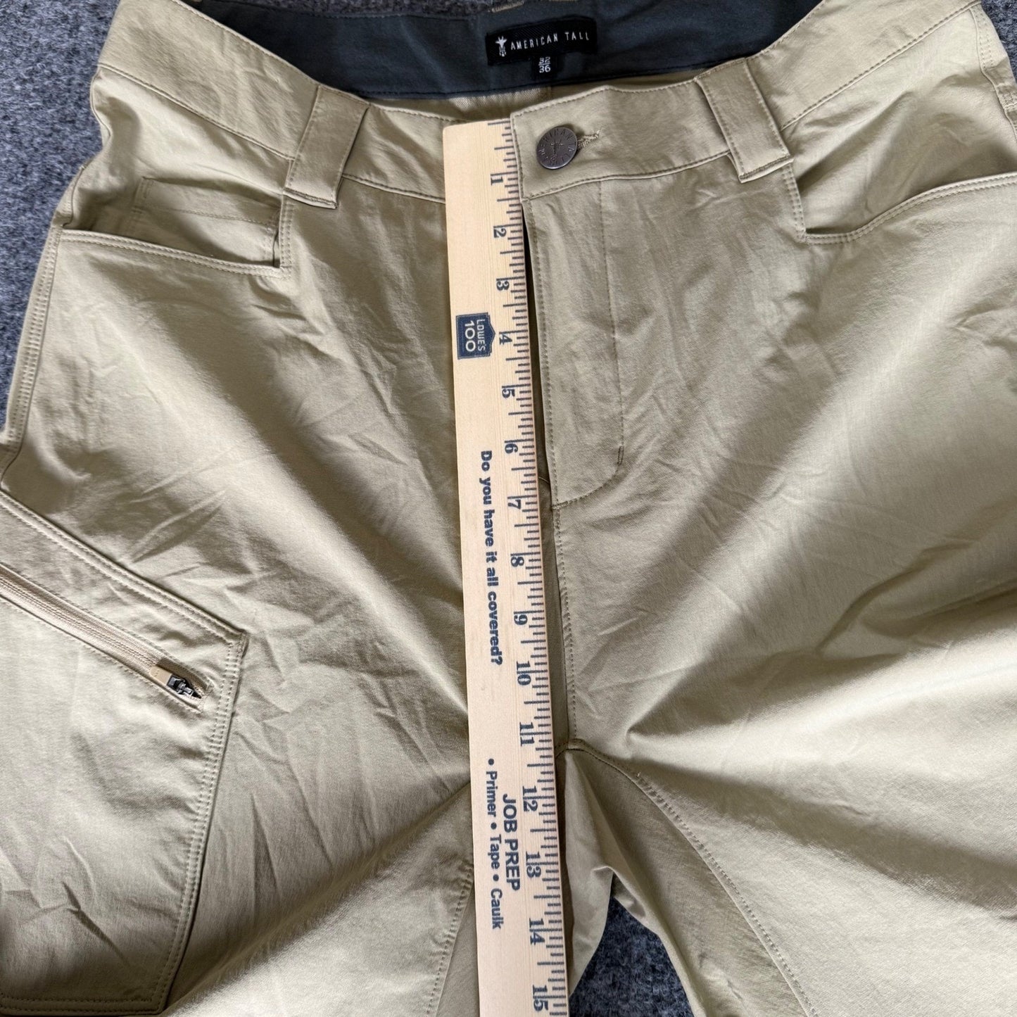 American Tall Mens 32x36 Convertible Cargo Hiking Pants Khaki Tan Outdoor Trail