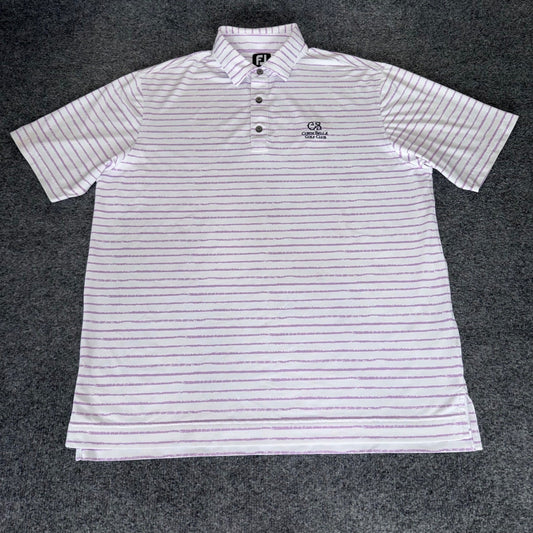 FootJoy FJ Polo Shirt Men L Purple Stripe Performance Golf Athletic Short Sleeve