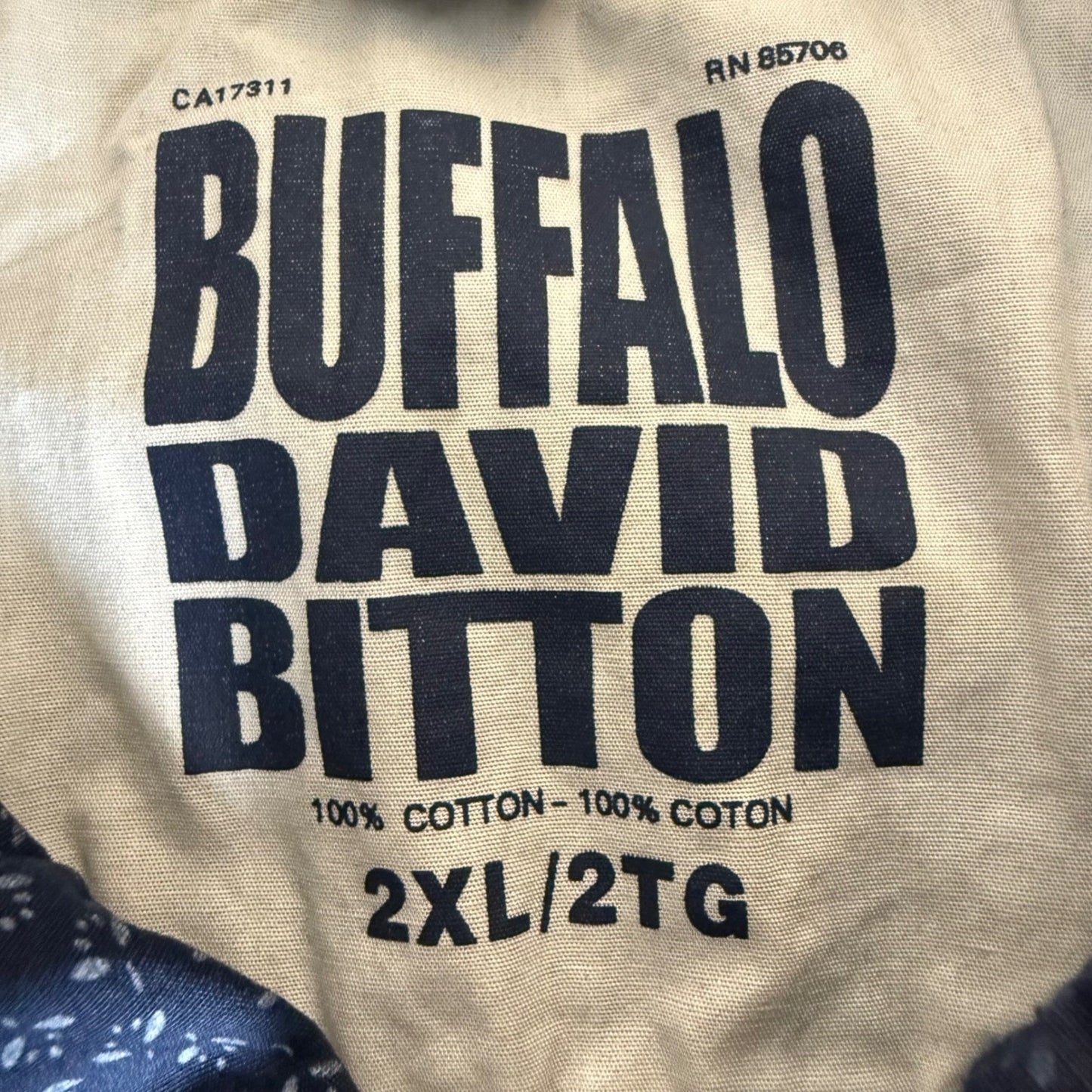 Buffalo David Bitton Shirt Floral Blue Mens 2XL Button Up Long Sleeve Casual