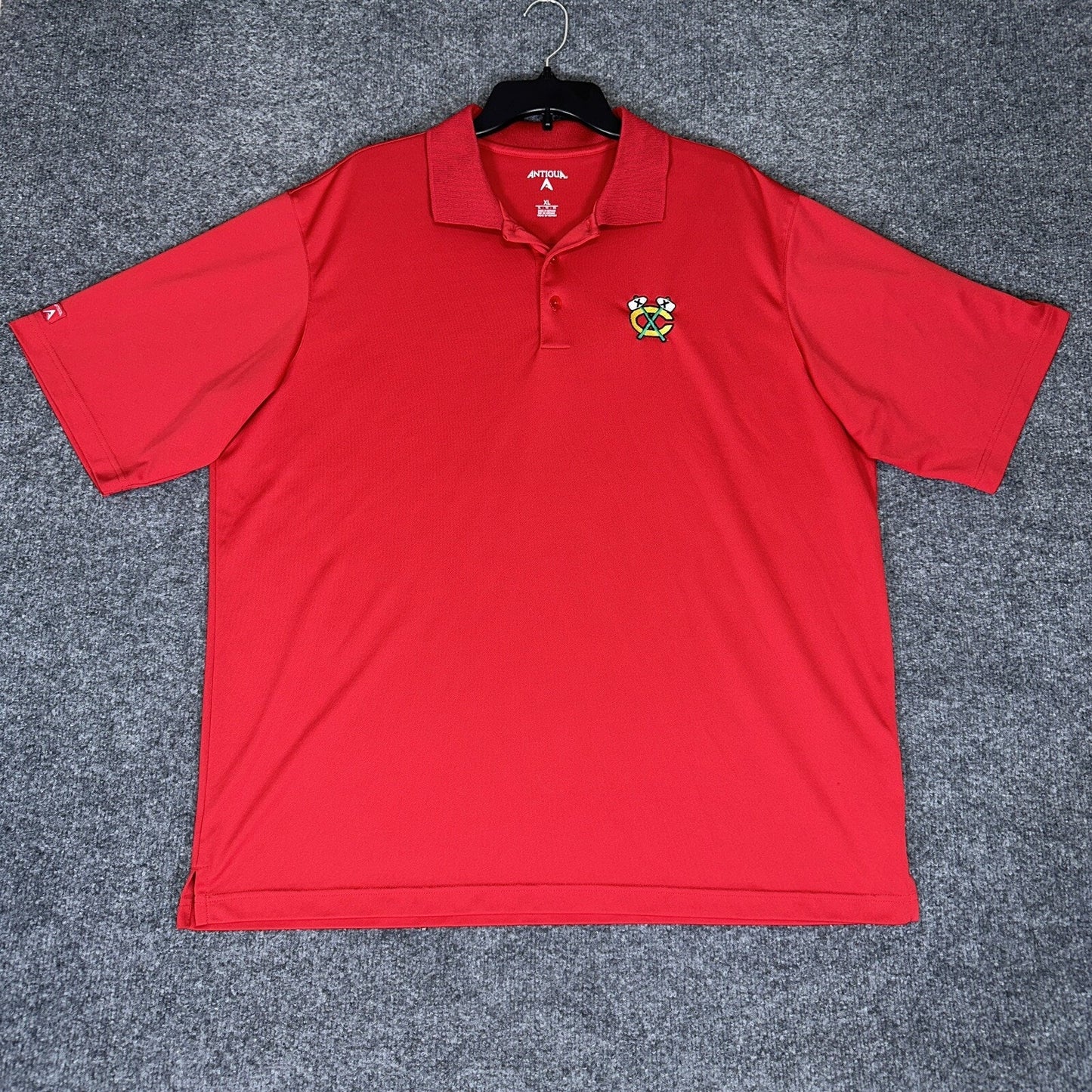 Chicago Blackhawks Antigua Polo Shirt Mens XL Red Solid Short Sleeve NHL Hockey
