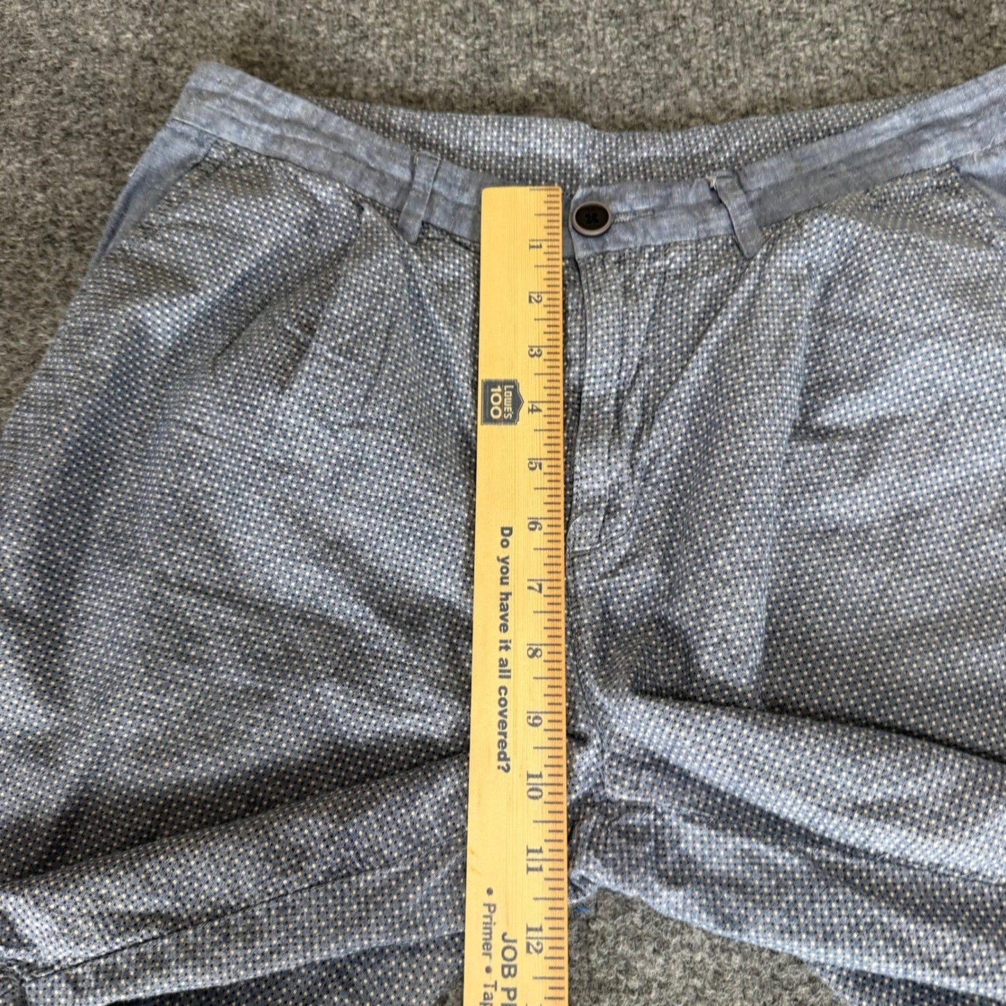Armani Exchange Mens 32 Blue Micro Dot Cotton Linen Blend Flat Front Shorts