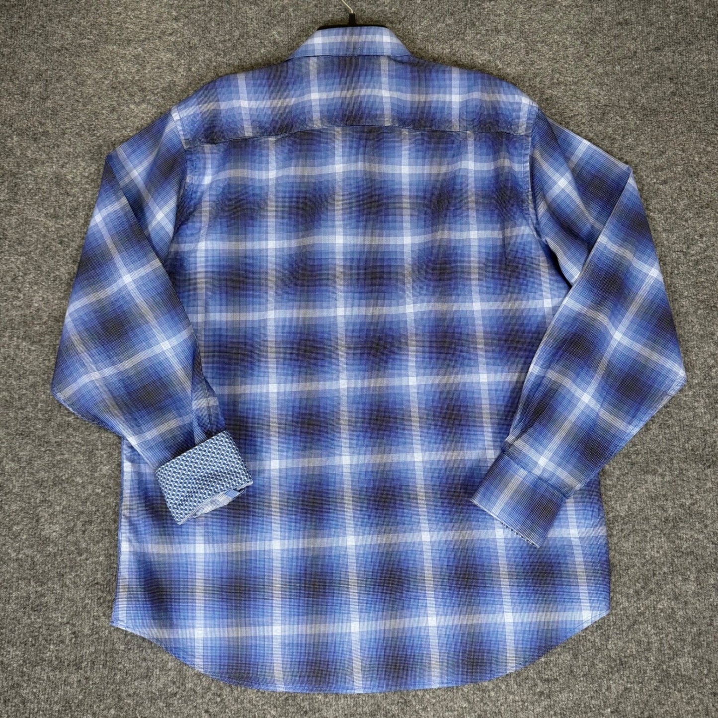 Tailorbyrd Shirt Men's Large Blue Plaid Button Up Long Sleeve Casual Cotton