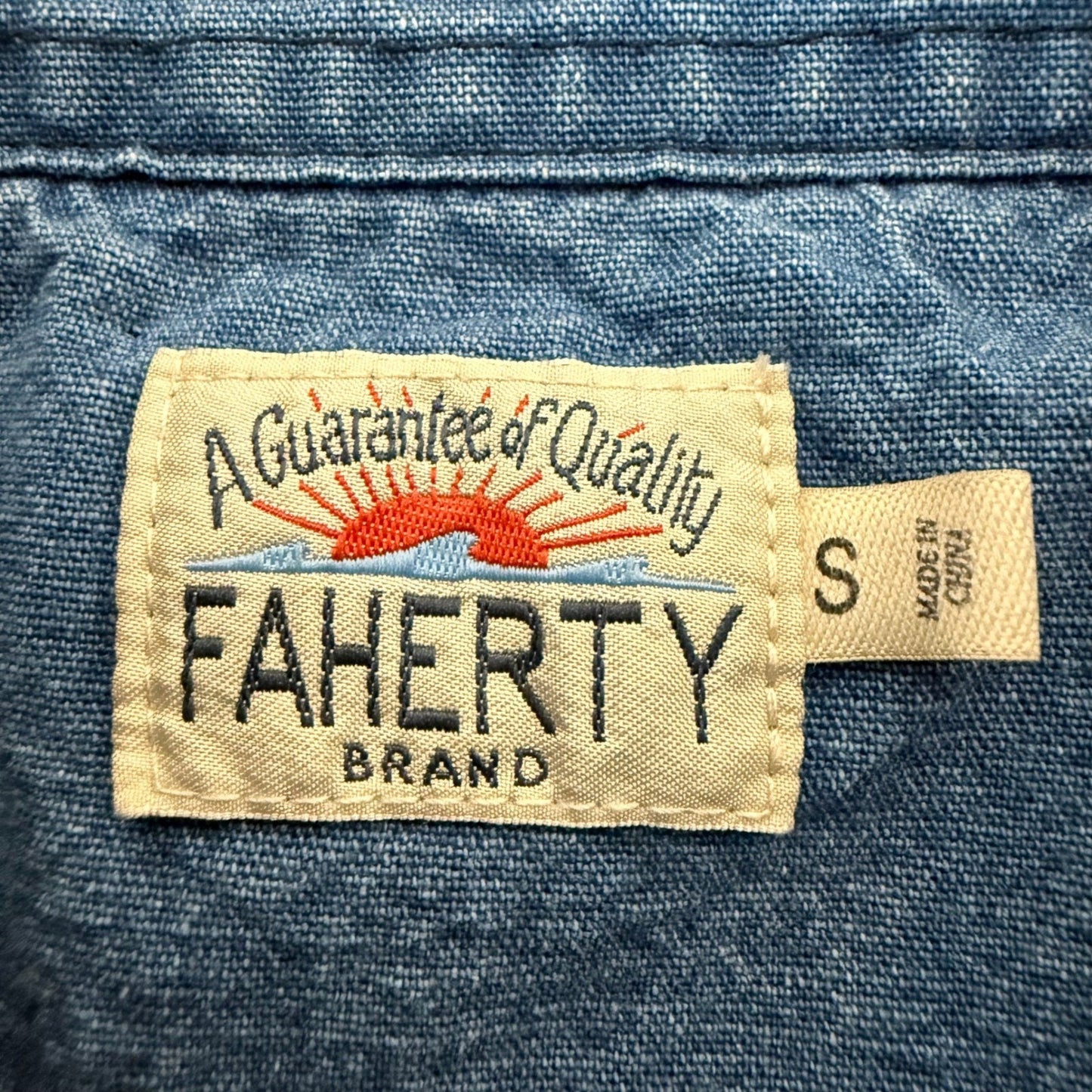 Faherty Polo Shirt Men Small Blue Striped Short Sleeve Cotton Casual Surf Preppy