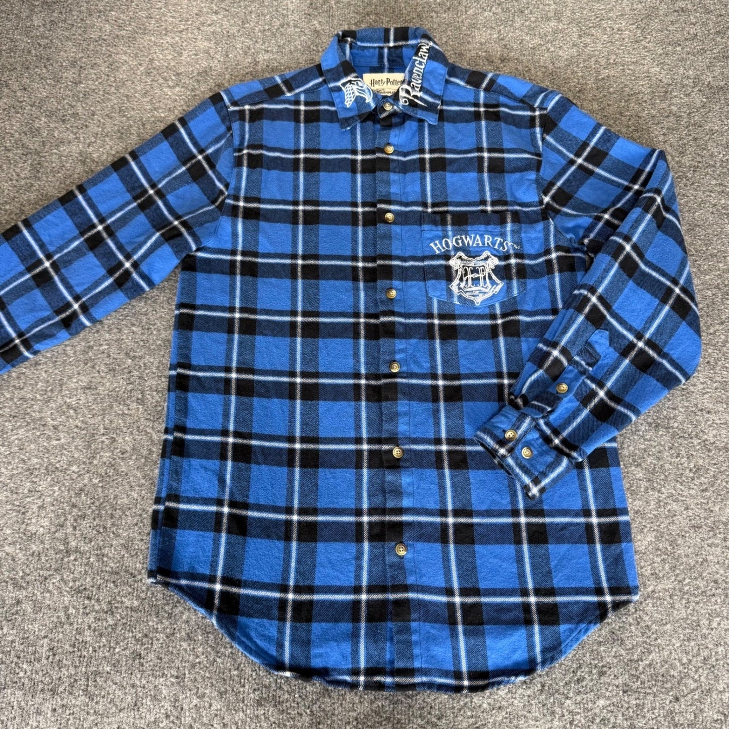 Harry Potter Ravenclaw Cakeworthy Flannel Shirt Mens Medium Blue Plaid Wizard