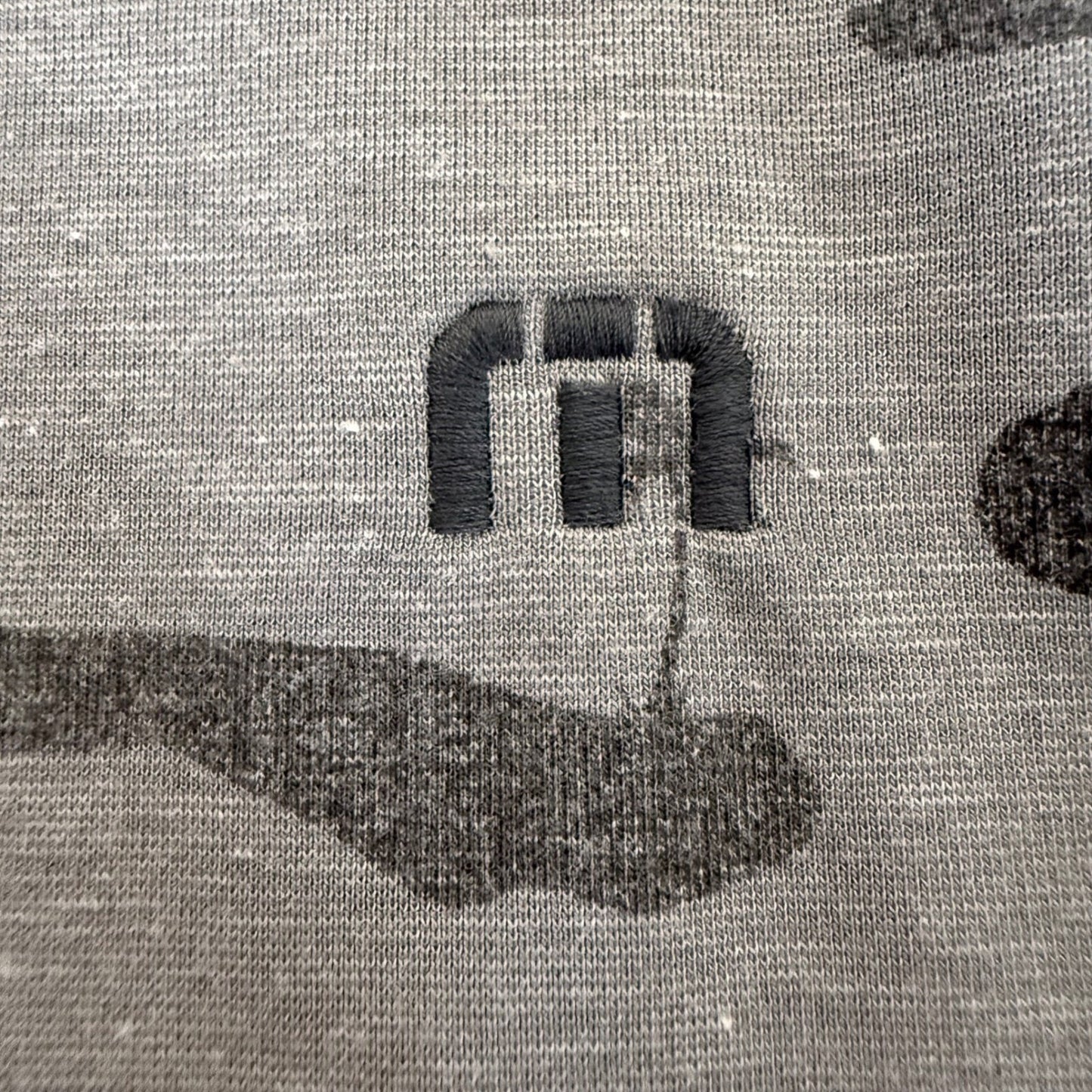 Travis Mathew Golf Polo Shirt Men Medium Gray Camo Palm Tree Short Sleeve Casual