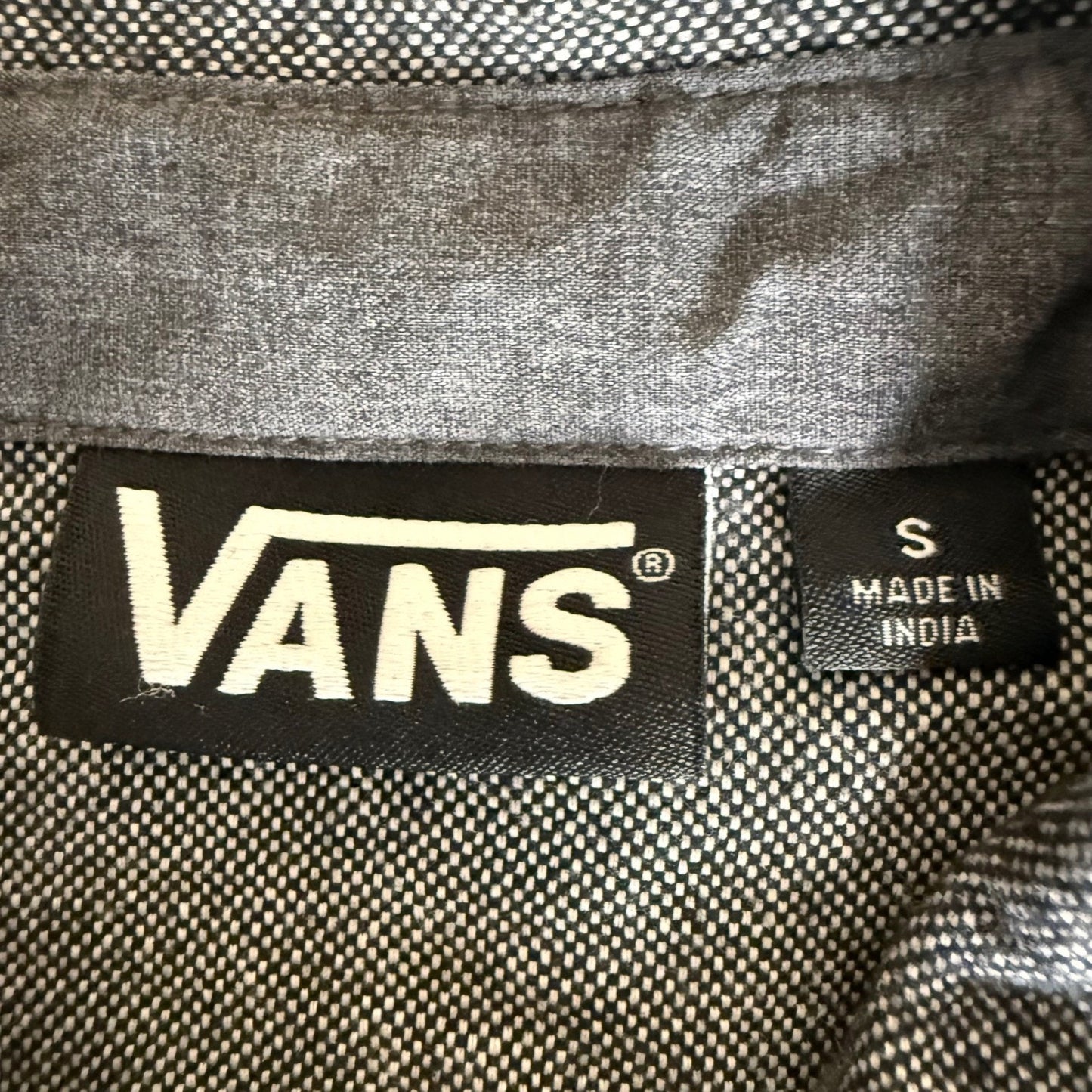 Vans Mens Small Gray Long Sleeve Button Up Cotton Shirt Skate Casual Classic