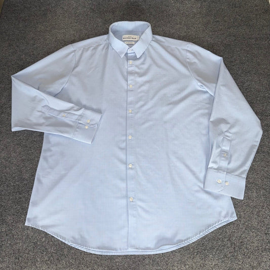 Mizzen+Main Dress Shirt Mens XXL Trim Fit Blue Glen Plaid Performance Casual