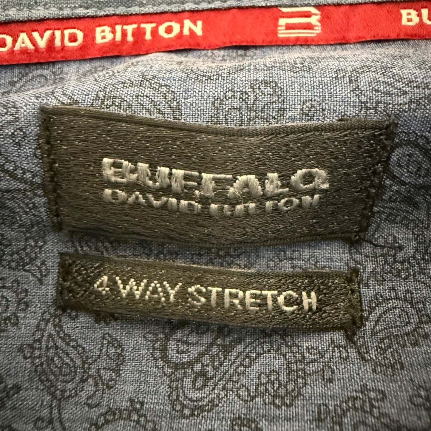 Buffalo David Bitton Mens Blue Paisley 4-Way Stretch Button Down Shirt Medium