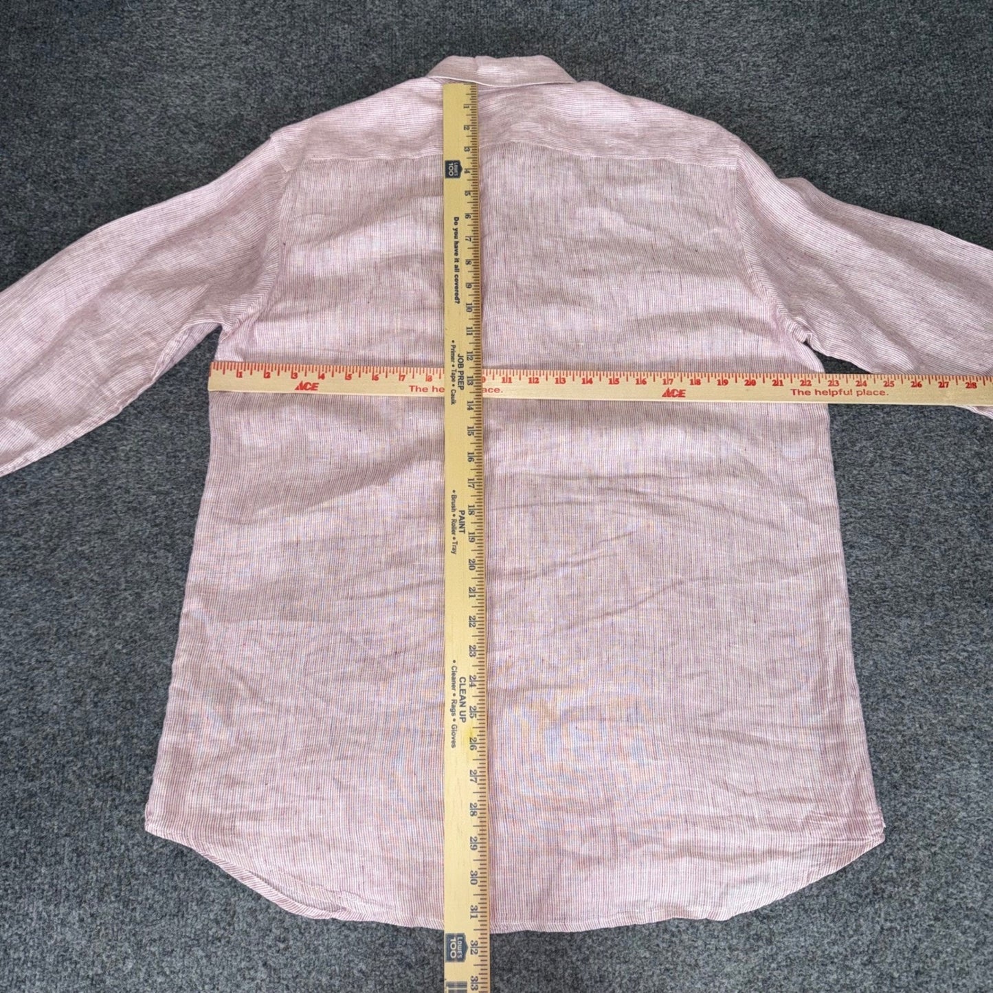 Saks Fifth Avenue Mens Red 100% Linen Long Sleeve Shirt Medium Button Up Casual