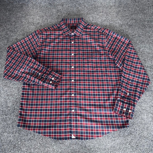 UNTUCKit Mens XL Plaid Flannel Button Down Shirt Navy Red Long Sleeve Casual