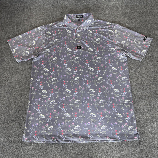 Bad Birdie Golf Polo Shirt Mens 2XL Floral Short Sleeve Performance Athletic Top