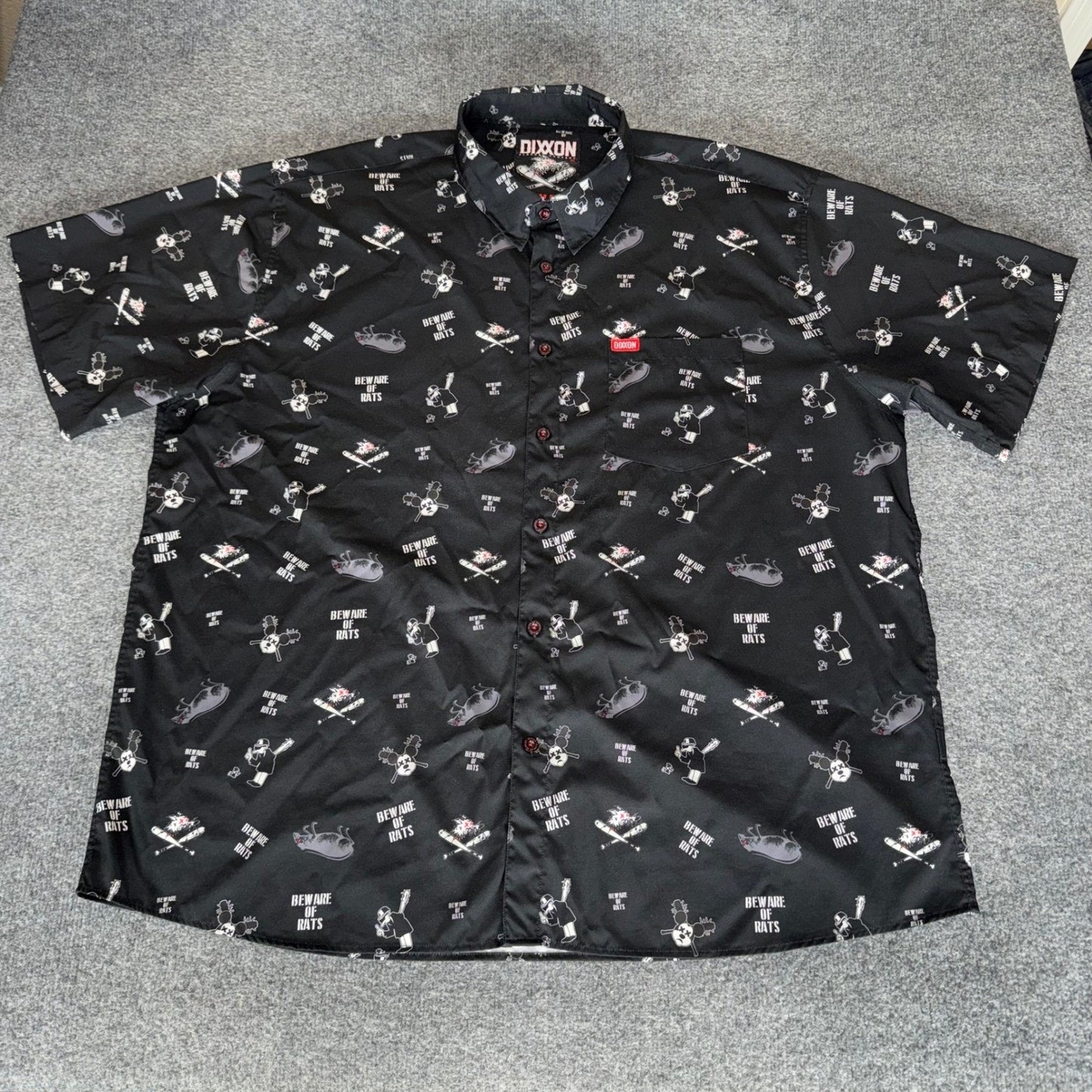 DIXXON Flannel Co Beware Shirt Mens 4XL Black Short Sleeve Button Up Moto Casual