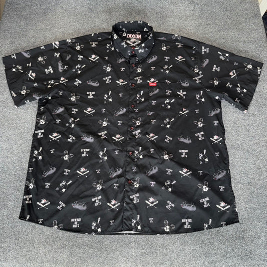 DIXXON Flannel Co Beware Shirt Mens 4XL Black Short Sleeve Button Up Moto Casual