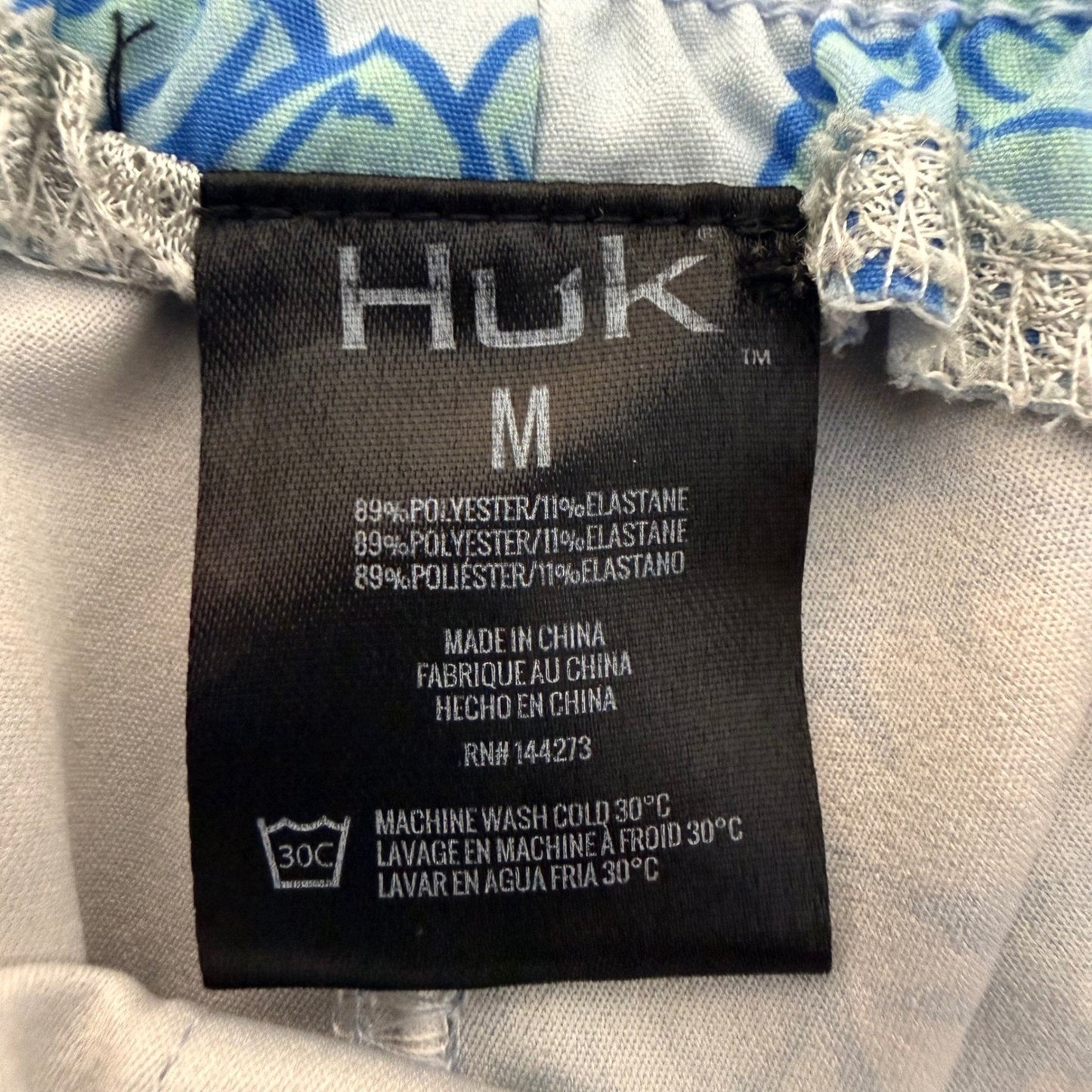HUK Shorts Men Medium 30x5 Blue Floral Swim Trunks Fishing Quick Dry Performance
