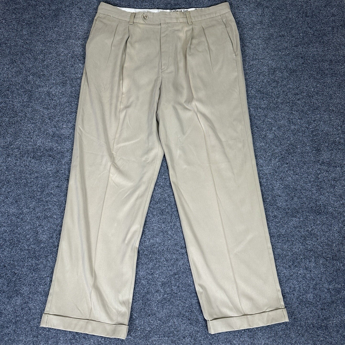 Tommy Bahama Pants Mens 35 (36x29) Beige Silk Straight Pleated High Rise Adult