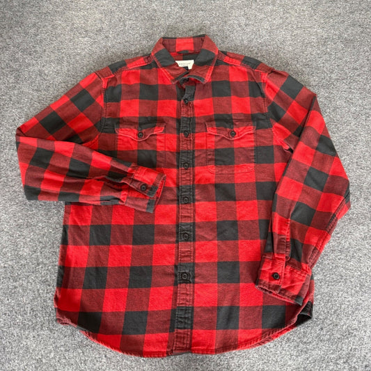 American Eagle Mens Super Soft Buffalo Plaid Medium Flannel Shirt Red Black