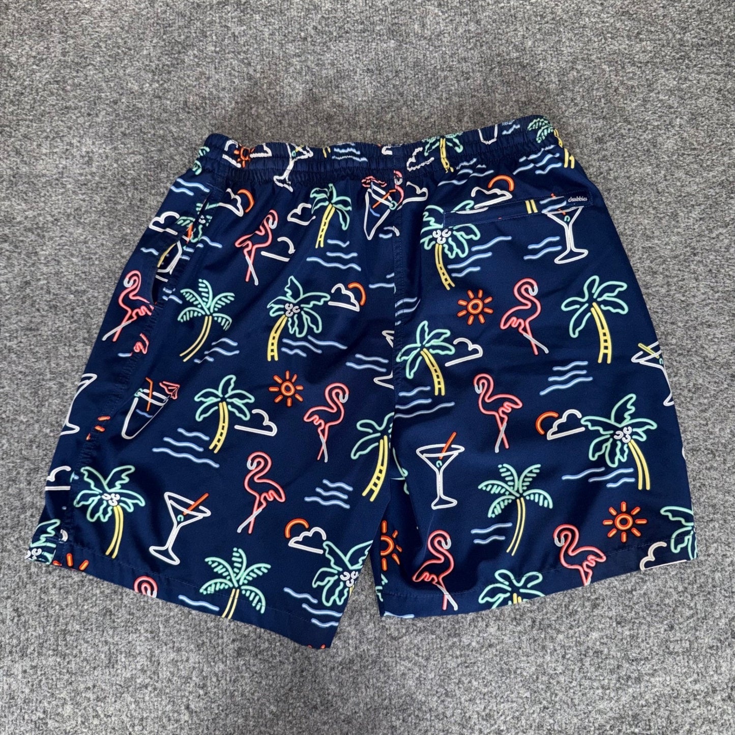 Chubbies Neon Lights Swim Shorts Mens Large Retro Pool Party Casual Beach Summer