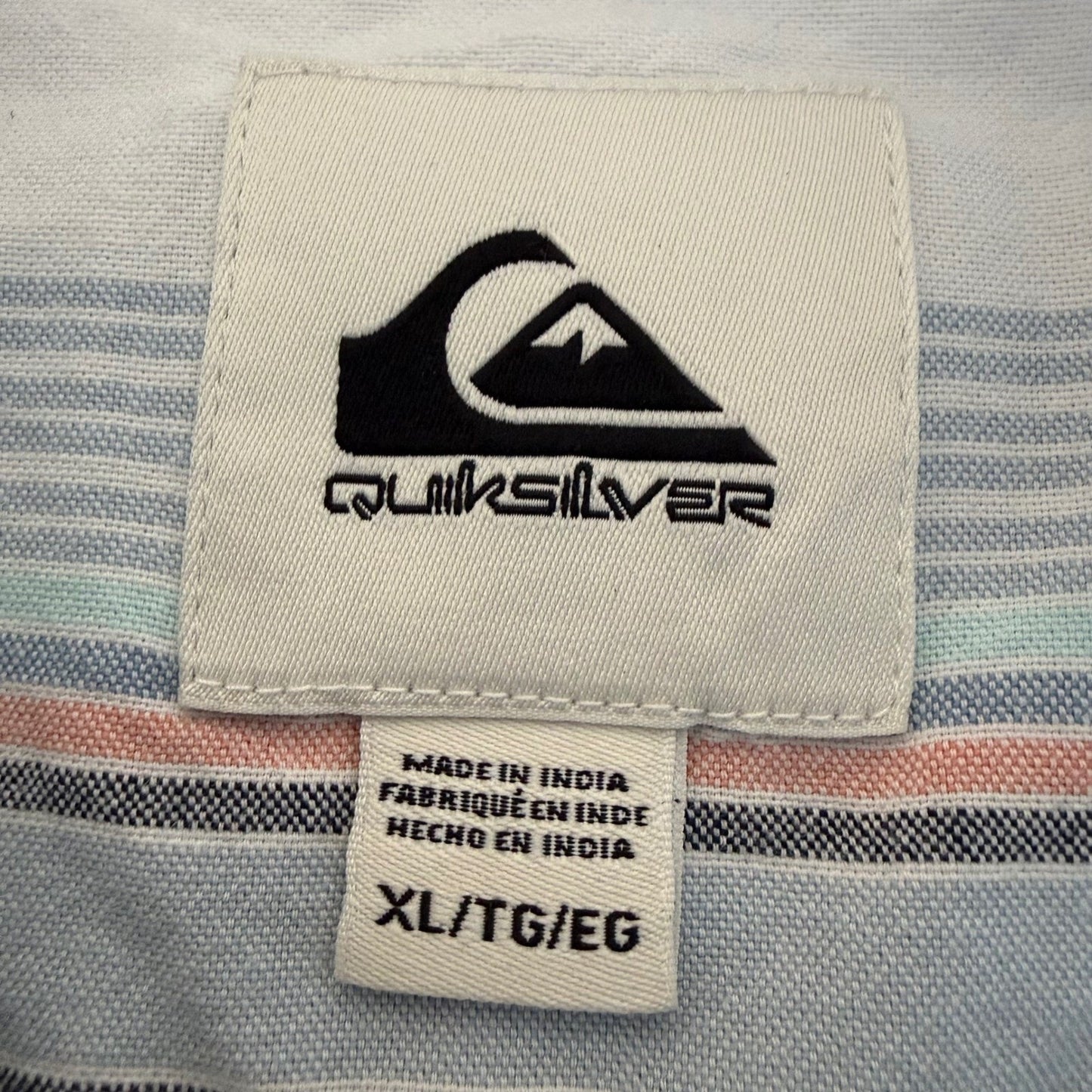 Quiksilver Shirt Mens XL Striped Short Sleeve Button Up Cotton Beach Surf Casual